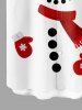 Plus Size Christmas Snowman Print Button Pocket Shirt For Men -  