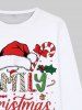 Plus Size Men's Christmas Tree Hat Candy Letters Print Long Sleeves T-shirt -  
