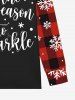 Plus Size Men's Christmas Plaid Snowflake Snowman Print Long Sleeves T-shirt -  