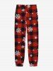 Pantalon de jogging à carreaux pour homme grande taille, imprimé flocons de neige et bonhommes de neige, style Noël - Rouge 2XL