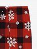 Pantalon de jogging à carreaux pour homme grande taille, imprimé flocons de neige et bonhommes de neige, style Noël - Rouge 2XL