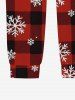 Pantalon de jogging à carreaux pour homme grande taille, imprimé flocons de neige et bonhommes de neige, style Noël - Rouge 2XL