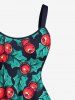Plus Size Christmas Holly Fruit Leaf Print Tank Dress -  