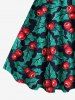 Plus Size Christmas Holly Fruit Leaf Print Tank Dress -  