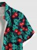 Chemise à boutons et poches pour homme, grande taille, imprimé houx et feuilles de fruits de Noël - Noir L