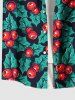 Chemise à boutons et poches pour homme, grande taille, imprimé houx et feuilles de fruits de Noël - Noir L