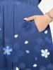 Robe mi-longue hawaïenne fendue à imprimé floral et feuilles ombré grande taille - Bleu Ciel 6X