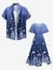 Robe mi-longue hawaïenne fendue à imprimé floral et feuilles ombré grande taille - Bleu Ciel 6X