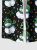 Plus Size Christmas Tree Snowman Star Dots Print Buttons Pocket Shirt For Men - Noir 3XL
