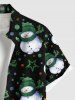 Plus Size Christmas Tree Snowman Star Dots Print Buttons Pocket Shirt For Men -  