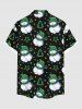 Plus Size Christmas Tree Snowman Star Dots Print Buttons Pocket Shirt For Men -  