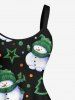 Plus Size Christmas Tree Snowman Star Dots Print Tank Dress -  