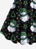 Robe débardeur grande taille à imprimé sapin de Noël, bonhomme de neige, étoiles et pois - Noir 4X