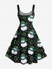 Robe débardeur grande taille à imprimé sapin de Noël, bonhomme de neige, étoiles et pois - Noir 4X