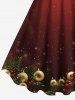Plus Size Christmas Ball Bowknot Star Tassel Holly Fruit Print Tank Dress -  