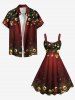 Robe débardeur grande taille à imprimé boules de Noël, nœud papillon, étoiles et pompons, houx et fruits - Rouge 2X
