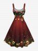 Robe débardeur grande taille à imprimé boules de Noël, nœud papillon, étoiles et pompons, houx et fruits - Rouge 2X