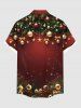 Chemise homme grande taille à boutons et poches, ornée de boules de Noël, nœuds papillon, étoiles et pompons, imprimé houx et fruits. - Rouge 6XL
