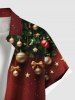Chemise homme grande taille à boutons et poches, ornée de boules de Noël, nœuds papillon, étoiles et pompons, imprimé houx et fruits. - Rouge 6XL