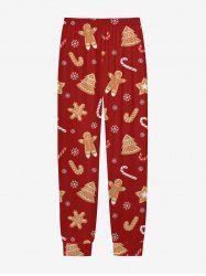 Plus Size Men's Christmas Tree Gingerbread Candy Star Print Jogger Pants -  