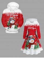 Christmas Tree Snowman Snowflake Birds Print Plus Size Matching Outfit For Couples -  