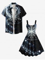 Christmas Snowflake Light Spot Print Plus Size Matching Outfit For Couples -  