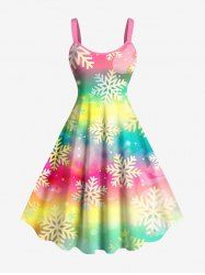 Robe débardeur grande taille à imprimé flocons de neige tie-dye ombré de Noël - Multi-A S