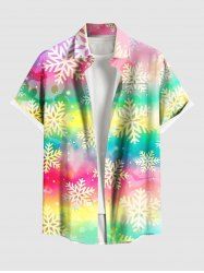 Chemise à boutons et poche pour homme, grande taille, imprimé flocons de neige tie-dye ombré de Noël - Multi-A XL