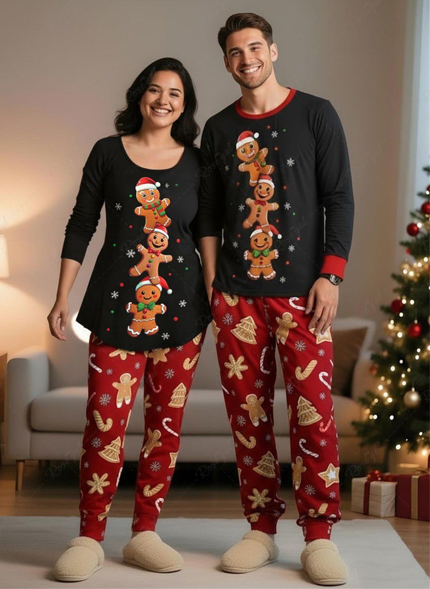 Buy Matching Snowflakes Star Gingerbread Christmas Pajamas for Couples Sleepwear Set  