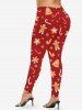 Plus Size Women's Christmas Tree Star Gingerbread Print Leggings -  