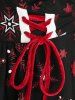 Chain Panel Lace-up Snowflake Print Hooded T-shirt and Christmas Sparkling Sequin 3D Printed Plus Size Outfit -  