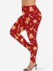 Women's Christmas Tree Star Gingerbread Print T-shirt and Leggings Plus Size Matching Set -  