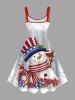 Christmas Snowflake Snowman Patriotic American Flag Print Plus Size Matching Outfit For Couples -  