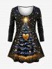Christmas Tree Ball Star Heart Glitter 3D Print Plus Size Matching Set -  
