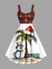 Christmas Hat Snowman Coconut Tree Print Plus Size Matching Outfit For Couples -  