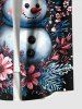Christmas Snowman Flowers Print Plus Size Matching Outfit For Couples -  
