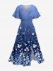 Flowers Leaf Ombre Print Plus Size Matching Hawaii Beach Outfit For Couples -  