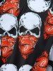 Skull Paisley Mask Print Hollow Out Peplum Hem Tankini Swimsuit (Adjustable Shoulder Strap) -  