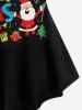 Plus Size Women's Christmas Tree Santa Claus Snowflake Letters Print T-shirt - Noir 4X