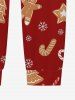Plus Size Men's Christmas Tree Gingerbread Candy Star Print Jogger Pants -  