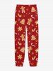 Plus Size Men's Christmas Tree Gingerbread Candy Star Print Jogger Pants -  