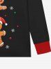 T-shirt à pois imprimé pain d'épice et flocons de neige pour homme grande taille - Noir 4XL