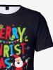 T-shirt imprimé sapin de Noël, Père Noël et flocons de neige pour homme grande taille - Noir XS