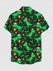 Chemise grande taille pour homme, imprimée Noël, houx, fruits, étoiles, dinosaures et bonbons, avec boutons et poche. - Vert S