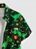 Chemise grande taille pour homme, imprimée Noël, houx, fruits, étoiles, dinosaures et bonbons, avec boutons et poche. - Vert S