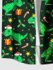 Chemise grande taille pour homme, imprimée Noël, houx, fruits, étoiles, dinosaures et bonbons, avec boutons et poche. - Vert S