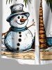 Plus Size Christmas Hat Snowman Coconut Tree Print Buttons Pocket Shirt For Men -  