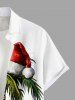 Plus Size Christmas Hat Snowman Coconut Tree Print Buttons Pocket Shirt For Men -  