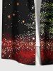 Plus Size Christmas Tree Star Galaxy Sparkling Sequin 3D Print Buttons Pocket Shirt For Men -  