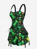 Robe débardeur à lacets imprimée houx, fruits, étoiles, dinosaures et bonbons - Vert XXXL